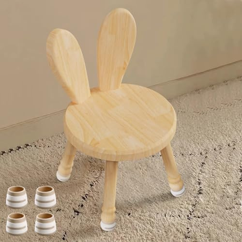 QHENS Chaise Enfant Bois, Petite Chaise pour Enfant avec Dossier Lapin pour Table d'Éveil, Bureau Enfant, Peinture et Lecture, 47cm x 30cm, avec Pieds Antidérapants, 50kg Max
