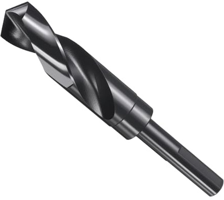 CoCud Drill Bit 23mm Diameter 1/2 Shank 3-Flat 4341 HSS | High Speed Steel Reduced Shank Bits Nitriding Black 118° Angle - (Applications: for Plastic Wood )