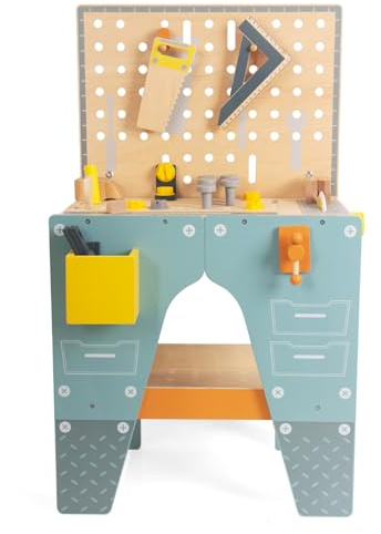 Banco de trabajo de madera para niños (azul)