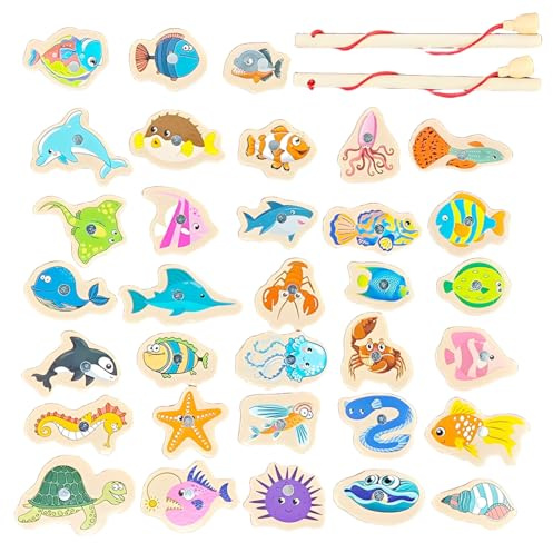 KIRZAX Juego de Pesca para Niños, Juguete de Pescar Magnético, Juego de Juguetes de Pesca Magnéticos,Early Education Educación Juguetes para Niños 2 3 4 Años