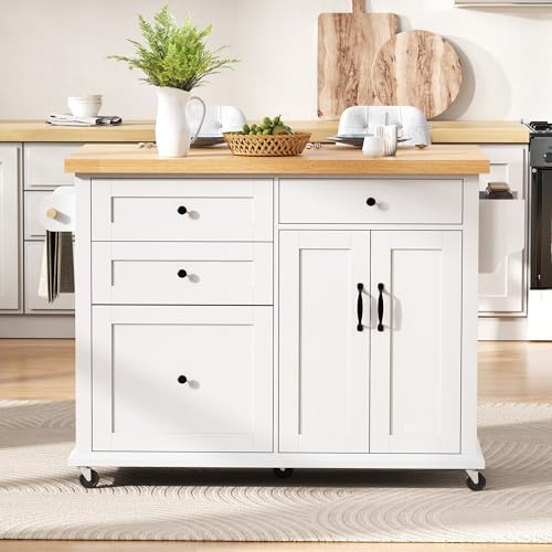 SACOOL Isla de cocina móvil con ruedas, 100 x 60 cm, mesa de comedor extensible, carrito de cocina con cajones multifunción, ideal para cocina y comedor (blanco)