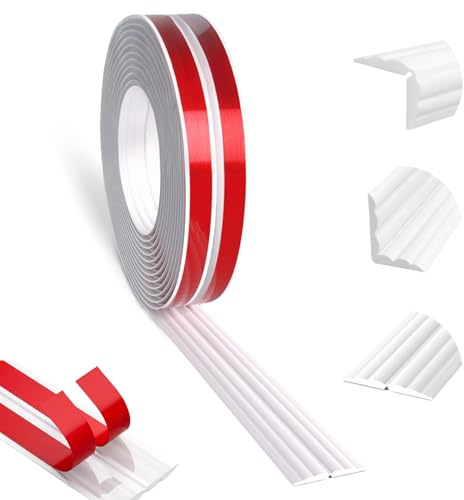 Zierleisten Selbstklebend, 3m x 20mm Flexible Weichsockelleiste Winkelprofil Selbstklebend aus PVC, Wasserdichter Kantenschutz Winkelleiste für Küche, Bad, Fenster, Wände, Weiß