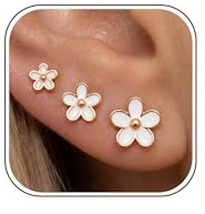 YADOCA 3 par örhängen dam 925 sterling silver små örhängen blomma flicka allergivänlig örhänge silver/guld/roséguld/svart smyckesgåvor, Sterlingsilver