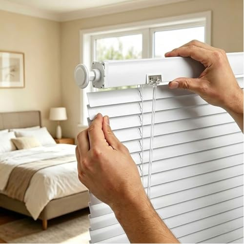 No Tools No Drill Venetian Blind For Indoor Windows, 1 Metal Slat Darkening Mini Blinds, Custom Size Blackout Curtains Fittings Windows Treatment Shutters For Home And Office