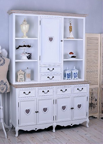 Buffetschrank Küchenschrank Shabby Chic Weiss Küchenregal Buffet 210x140 cm Landhausstil hmb156 Palazzo Exklusiv