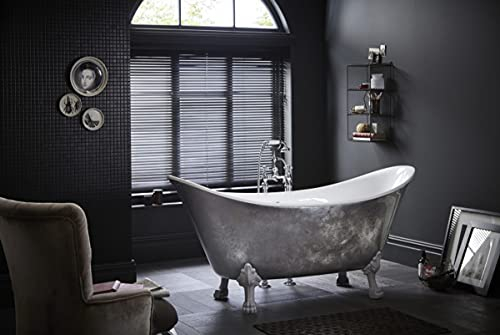Casa Padrino Jugendstil Badewanne freistehend Edelstahleffekt Modell He-Lyd 1730mm - Freistehende Retro Antik Badewanne Barock Stil