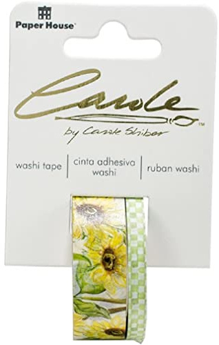 Paper House Productions Carole Shiber Set of 2 Foil Accent Washi Tape Rolls for Scrapbooking and Crafts - Soft Sunflowers