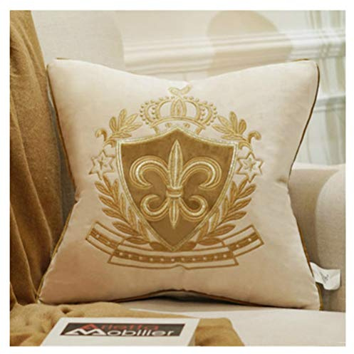 Brillabenny CUSCINO COVER LUXURY ROYAL STEMMA REALE CORONA Velluto Beige Oro Giglio Sofà Arredo Casa Divano Lusso Yatch Poltrona Salotto