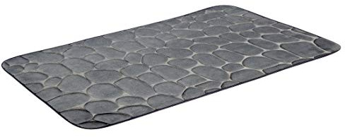 ADOB Premium Badematte, Badezimmerteppich, Badteppich, Steine, Stein Optik, rutschfest, 50x80 cm, Farbe Dunkelgrau, 91351