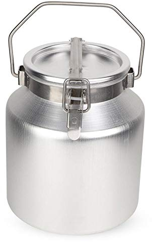 Rockyin Milchkanne 5L Aluminiumlegierung Milchkrug Eimer Gärtank mit Griff Verdicken Sie versiegelte Transport-Teedosen Speiseöl-Lagerfässer