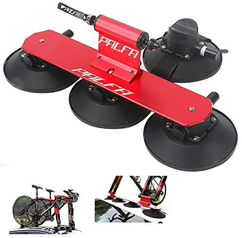 Yajun Portabicicletas con Ventosa Baca Techo para Bicicleta Aluminio Estante De Transporte Montaje Coche Piezas De Bicicleta,Red-1