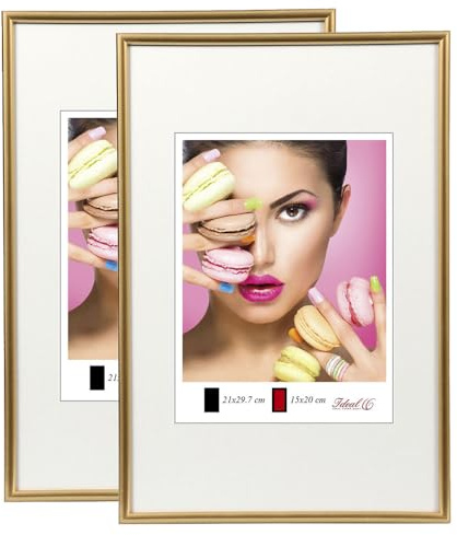 IDEAL TREND 2er 3er 5er Pack Photo Style Set Bilderrahmen Wanddeko Collage Poster Kunststoff Rahmen: Farbe: 2er Pack Gold | Format: 29,7x42 DIN A3