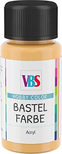VBS Bastelfarbe 50 ml für Holz Leinwand Pappe MDF Stein Terrakotta Wand lichter Speichel wasserfest wasserverdünnbar geruchsneutral mischbar kinderfreundlich lösungsmittelfrei ganzjährig Apricot