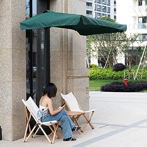 FQMYLTYN 230 cm Demi Parasol de Jardin Exterieur, Demi-Parasol de Balcon avec Manivelle, Protection UV 50+, Parasol Rectangulaire pour Terrasse Jardin Piscine Plage (Color : Green)