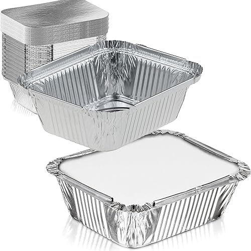 Générique Barquette Aluminium Avec Couvercle Cartonné 500ml, Lot De 100 Pièces, Barquette Alimentaire Jetable Adapté Pour Cuisson Four, Barbecue, Congelation, Conservation Alimentaire