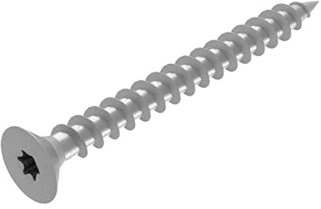 SECCARO Spanplattenschraube 6 x 60 mm, Edelstahl V2A VA A2, Holzschraube mit Vollgewinde, TX/Innensechsrund 100 Stück