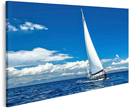 islandburner Bild auf Leinwand Segelschiff Yacht Mit Weißen Segeln Auf Offenem Meer Luxusboot Lifestyle Leinwandbild Wandbild Prime Bilder für Wohnzimmer etc.