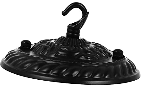 OSALADI Retro Deckenleuchte Baldachin Mit Haken Geprägtem Muster Für Pendelleuchten Und Dekorationsaufhänger 130mm Durchmesser Schwarz Einfach Zu Montieren