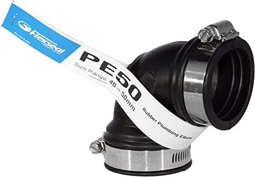 Fernco PE50 Elbow - 40-50mm EPDM Flexible Rubber Boot Plumbing Coupling Pipe Connector