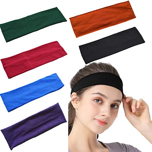 6 Stück Sport-Stirnbänder,Stirnbänder für Frauen elastische Schweiß-Yoga Haarbänder Rutschfestes Weiches Dünnes Stirnband Modischer Haarwickel Color-3