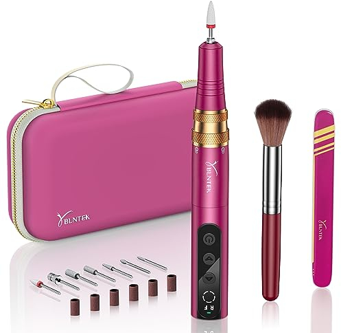 YBLNTEK Elektrische Nagelfräser, 35000 RPM Tragbarer Elektrischer Nagelfeile für Acryl-Gel-Nägel, Kabelloser Nagelbohrer für die Maniküre und Pediküre im Heimsalon, Rot