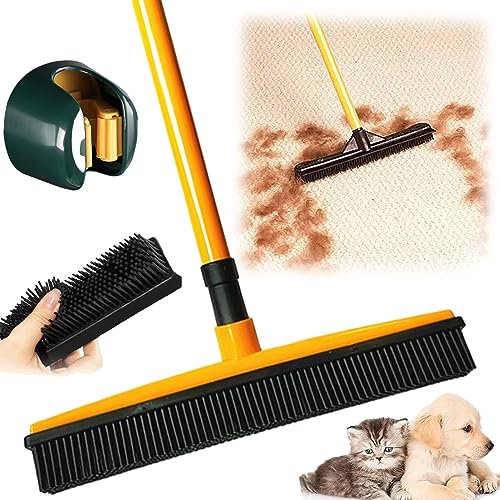Hair Remover Broom,Broom, Rubber Broom for Pet Hair, Fur Remover Broom with Handle, Detailing Brush, Dog Hair Remover for Carpets, Couch,For Pet & Human Hair