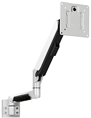Monitor-Tischhalterung Einzel-LCD-Monitorständer, voll verstellbar, Gasfeder, Monitorständer, Wandhalterung, neig- und schwenkbare Halterung for 10-32-Zoll-Bildschirme, Weiß Computermonitor-Ständerhal