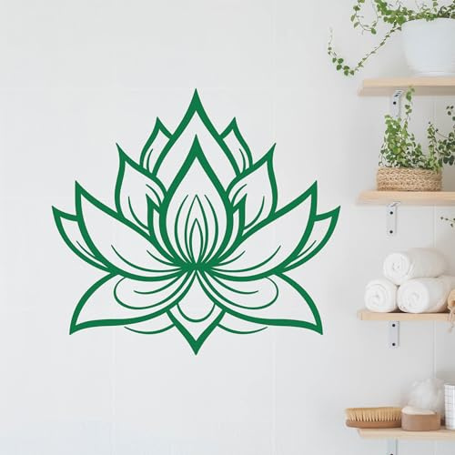 GRAZDesign Wandtattoo Lotus Lotusblume Mandala Blume Wandaufkleber Hindu für Wohnzimmer Schlafzimmer Flur Selbstklebend - 33x30cm / dunkelgrau
