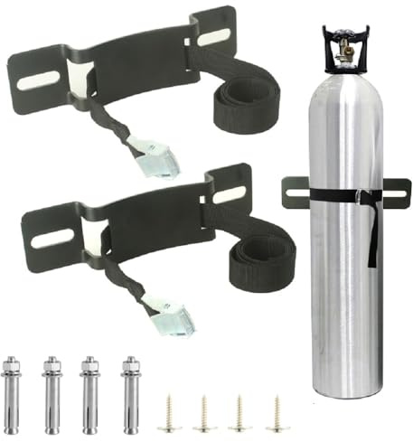 Propane Tank Holder，Oxygen Tank Holder，Nitrogen Gas Cylinder Holder, with Screws and Safety Chain Supported 59 inch, Suitable for rv Propane Tank Holder，Cylinder Wall Mounted Bracket (Black)