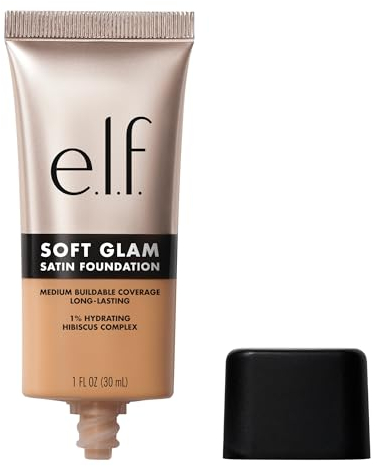 e.l.f. Soft Glam Foundation, Mittlere Deckkraft, Langanhaltende & Aufbauende Foundation Für Ein Glattes, Seidenmattes Finish, Vegan & Tierversuchsfrei, 33 Medium Warm