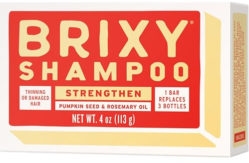 BRIXY Strengthening Shampoo Bar For Thinning Hair | Pumpkin Seed Oil, Rosemary Oil, & Caffeine | Ceramide & Niacinamide Support The Moisture Barrier | pH Balanced, Color Safe, Vegan, Made In USA