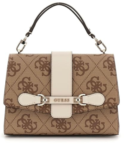 GUESS Damen Nolana Obere Griffklappe Umhängetasche, Latte-Logo/Knochen