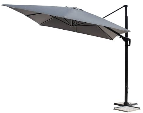 milani home - ombrellone decentrato in Alluminio 3 x 4 m di Design per Esterno Giardino cm 400 l x 300 pdi coloreGrigio Scuro
