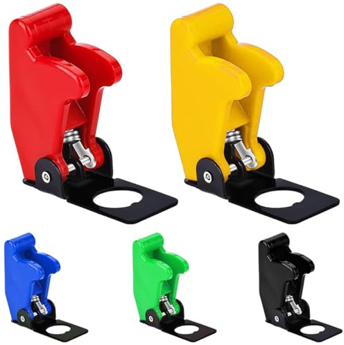 MKBKLLJY Lot de 5 capuchons de protection pour trou de montage 12 mm en rouge/jaune/bleu/vert/noir, étanche à la poussière, couvercle de protection d'avion pour interrupteur à bascule, interrupteur à