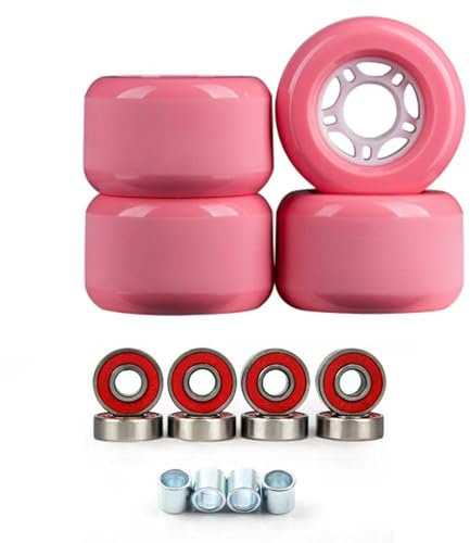 ANWEALTH 4er Pack Skateboard Räder 70 mm Longboard Räder 83A Cruiser Räder Street Räder PU für eine sanfte schnelle und Bequeme Fahrt (Pink 42 mm)
