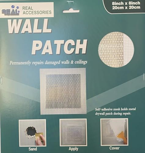 20cmx20cm Plasterboard Wall Repair Patch, Self Adhesive Fibreglass Mesh Reinforced, Self Adhesive Drywall Hole Repair Patch, Wall Repair Patch, Self Adhesive Plasterboard Patch (20cm X 20cm)