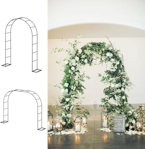 Arche en métal robuste pour décoration de jardin, 3,5 m, arche de mariage pour fête, cérémonie, fête prénatale, plantes grimpantes, noir (grande taille 3,5 x 2,30 m)