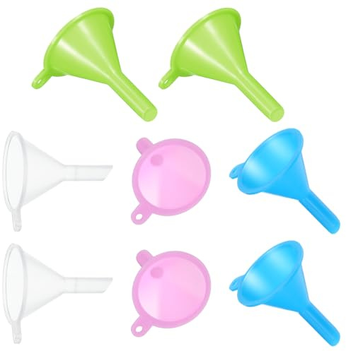 8 Pcs Mini Funnel Tiny Small Funnel Narrow Neck Funnels Perfume Funnels Kit Kitchen Use Filling Bottles for Lab Bottles Essential Oils Spices Sand Art Lotion Water