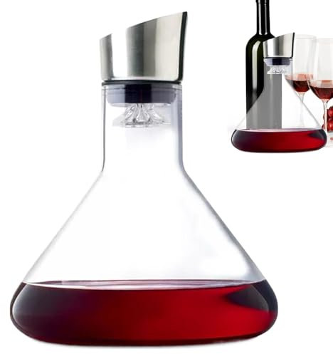 Carafe à Vin Rouge en Cristal de 1500ml Avec Aérateur et Filtre Intégré en Acier Inoxydable - Cadeau Élégant