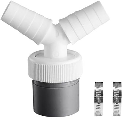 GUAHKUN Edelstahl Waschmaschine Abfluss Adapter Doppelanschluss 18-24MM Y-Adapter Mit Schlauchschellen Für Geschirrspüler Trockner Und Waschmaschine (A)