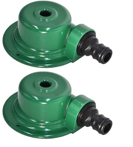 Paquete de 2 aspersores de metal para césped, sistema automático de riego de jardín de 360°, distancia de riego ajustable, aspersor de jardín de aleación de zinc para césped, patio, riego de jardín