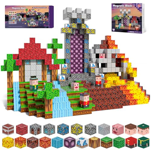 Kryzomat Magnetic Blocks 100 PCS, Magnetic Building Blocks for Kids Boys Girls Age 3+, Construction Toy Adventure Theme Sets for Birthday Christmas