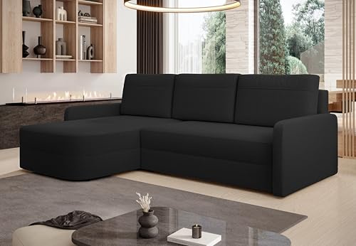 AXLIVING Ecksofa mit Schlaffunktion Nebbiolo 250 cm breit – schwarz