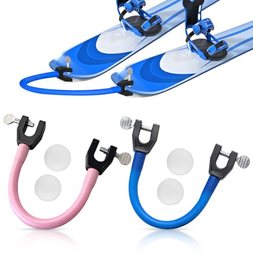 kodivenj Pack of 2 Ski Tip Connectors, Ski Training Aid, Ski Connector, Ski Learning Aid with 4 Spacers for Children and Beginners (Pink, Blue)