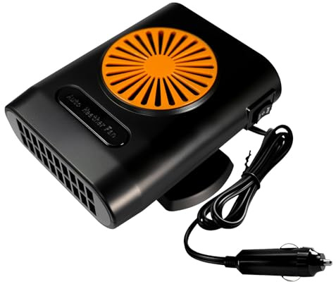 lopituwe Chauffage de Voiture 200 W – 12 V/24 V, dégivrage et désembuage du Pare-Brise, Chauffage en Hiver, Gain de Place, pour, Orange