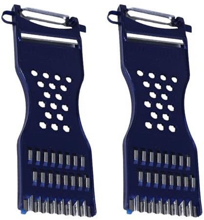 2 Stk 7 in 1 Gemüseschäler,Schäler Gemüse Multischäler,Streifen,Multifunktions Gemüseschneider,Gemüsehobel Friseur für Kartoffeln,Reibe,Julienne für die Küche,Julienneschneider