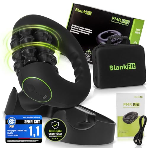 BlankFit® Elektrische Faszienrolle mit Rotation – Tiefengewebe-Massagegerät für Beine, Rücken & Arme – 3 Intensitätsstufen – Freihand-Station – Muskelregeneration & Faszienmassage