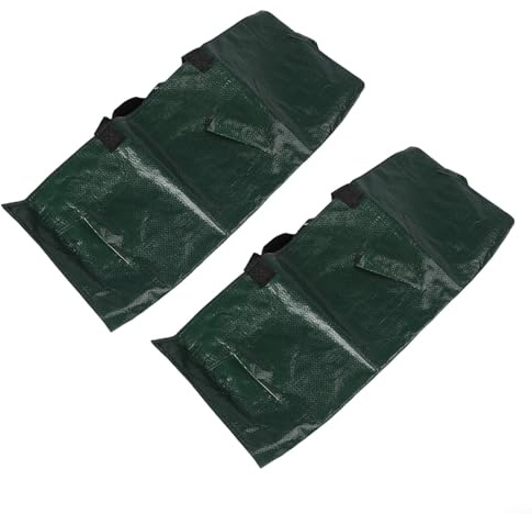 Yuanpgky Bolsa de cultivo con múltiples bolsillos para fresas y hierbas, diseño de fresa colgante con diseño de drenaje, bolsas de cultivo de plástico PE reutilizables para balcón, jardín al aire