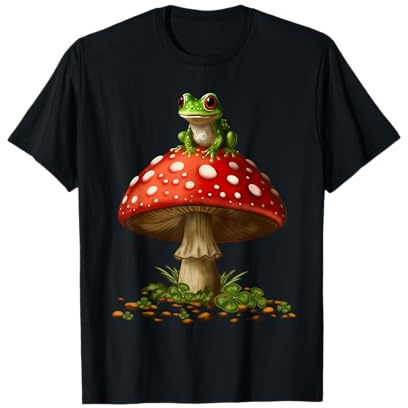 Rana caprichosa sentada en Hongo Manchado Rojo Camiseta