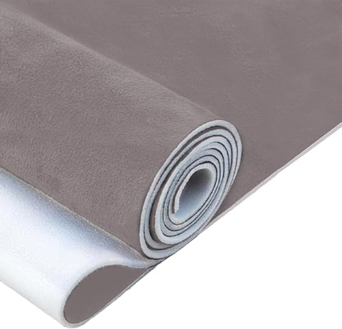 Tela para techo de 200 cm x 150 cm, color gris oscuro, tejido para el dosel, aspecto de ante de piel sintética con respaldo de espuma de 4 mm, revestimiento interior para coche, caravana, barco